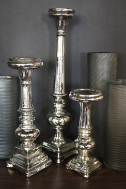  GLASS CANDLE HOLDER SET OF 3(11", 15", 21"H) [201429]