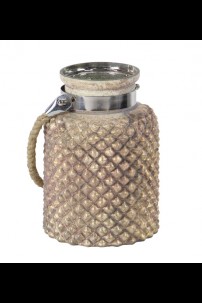  7"W x 10"H HOBNAIL HURRICANE WITH ROPE HANDLE [201519]