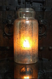  19"H MERCURY GLASS JAR  WITH METAL INSERT [901325] SHIPS PALLET ONLY