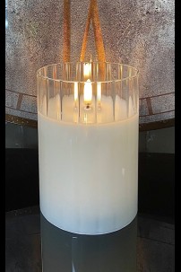   3.5x5" FACETED SIMPLY IVORY RADIANCE POURED CANDLE [478327]