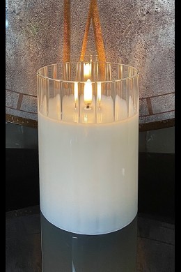 OUT OF STOCK ***NEW*** 3.5x5" FACETED SIMPLY IVORY RADIANCE POURED CANDLE [478327]