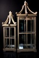  SET OF 2 WOOD SQUARE LANTERNS WITH DECORATIVE TOP  [479357] SHIPS PALLET ONLY 
