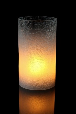   4"D X 7.5"H WHITE CRACKLE GLASS CYLINDER [565376]