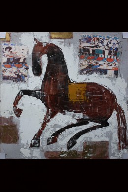 47" x 35" ABSTRACT HORSE CANVAS ARTWORK  [373157]