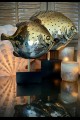  14.5x3.5x16.5" RESIN ELECTRO-PLATED FISH ON STAND [376212]