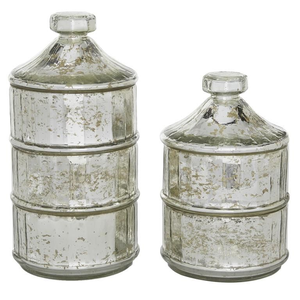 S/2 STACKING GLASS JARS 9.25", 12"H