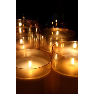RADIANCE LG. PILLAR CANDLE, CHAMPAGNE 5.75x9.75"