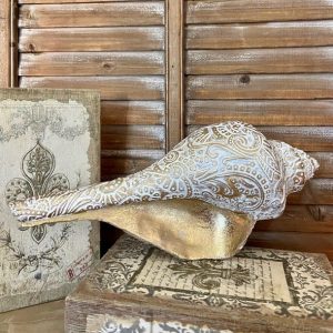 RESIN GOLD-LEAF CONCH,5x4.5x12"