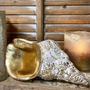 RESIN GOLD-LEAF CONCH,8x4.5x4"
