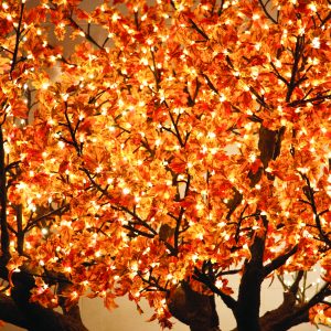 880 LIGHT 7' AUTUMN LEAF MAPLE TREE, WARM WHITE LEDS, NATURAL TRUNK