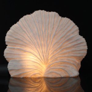 LARGE STRIPED FAN CORAL LAMP, 19.5"