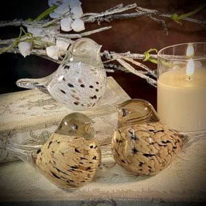 CHICKADEE GLASS BIRD 5"Lx3"H