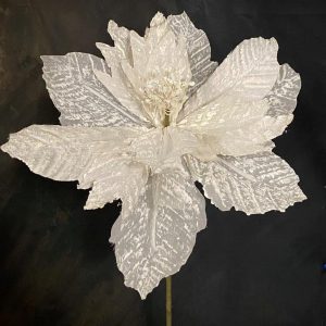 WHITE LINEN FLOWER 25"