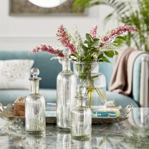 S/3 MERCURY GLASS BOTTLES 12", 9", 7"