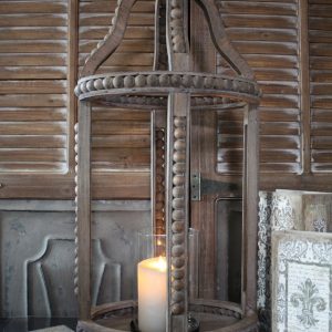 OPEN LANTERN W/ BEAD DETAILING 13"W,10"D, 28.5"H