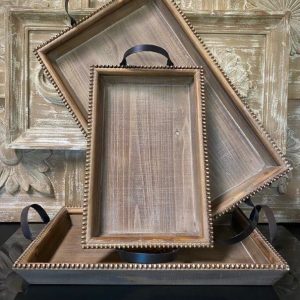 S/3 WOODEN TRAYS 20", 24", 27"W