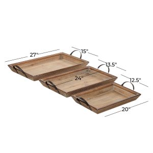 S/3 WOODEN TRAYS 20", 24", 27"W