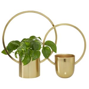 S/2 MTL GOLD RING PLANTERS 11", 14"