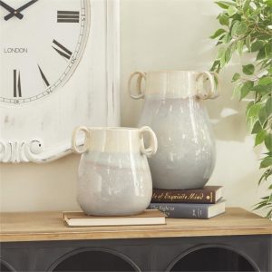 S/2 CERAMIC VASES 12", 8" H