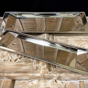 S/2 STAINLESS STEEL TRAYS 25", 22"W