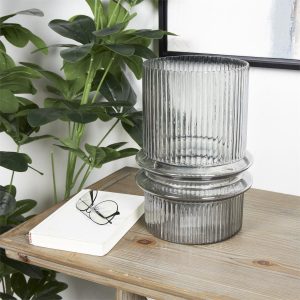 SMOKY GLASS VASE 9"W, 12"H