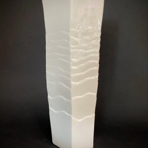 WHITE CERAMIC VASE 6"W, 16"H