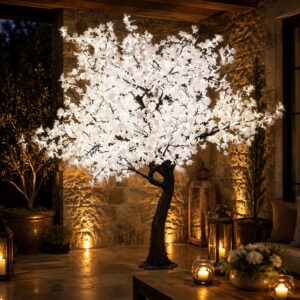 2120 LIGHT 9' WHITE LEAF MAPLE TREE, WARM WHITE LED'S, BLACK TRUNK*SHIPS PALLET ONLY*