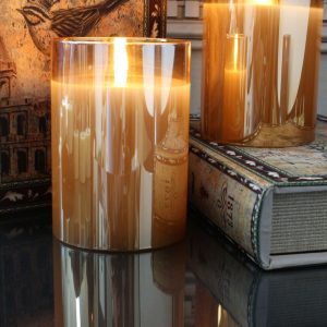 RADIANCE PILLAR CANDLE, CHAMPAGNE 3.5x5"