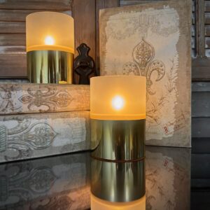 RADIANCE GOLD FROSTED PILLAR CANDLE 3.5x5