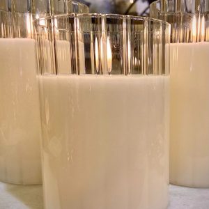 RADIANCE FACETED CANDLE, SIMPLY IVORY 3.5x6"