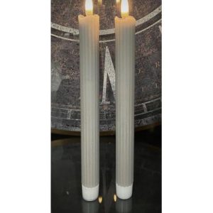 RADIANCE S/2 FLUTED WAX TAPERS, GREY, 1.0"x10"