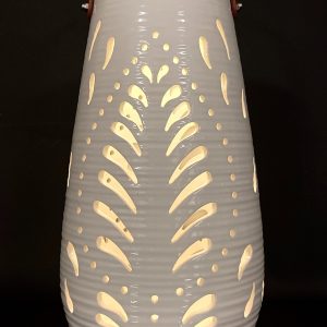 7"Dx12.6"H CATALINA TROPICAL PRE-LIT CERAMIC LANTERN, LG.