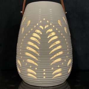 7.2"Dx9.3"H CATALINA TROPICAL PRE-LIT CERAMIC LANTERN, SM.