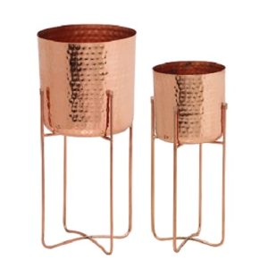 HAMMERED COPPER PLANTERS,S/2,8x16.5",6x14.5"