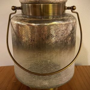 DESERT SANDS LANTERN WITH METAL HANDLE 7X7X9.5"