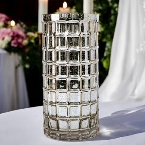 SILVER MERCURY VASE 5"Dx10"H