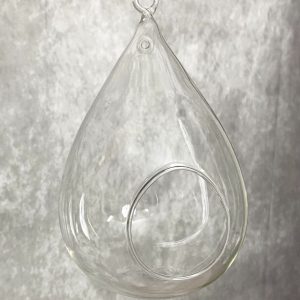 4"Dx6.5"H GLASS TEARDROP TEA LIGHT HOLDER