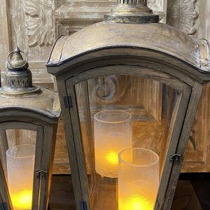 S/2 WOOD, METAL LANTERNS