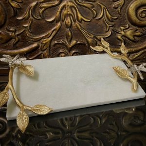 SABRINA MARBLE TRAY W/ DRAGONFLY DETAIL 15.4"x11.4"x2.4"
