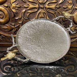 ROUND METAL TRAY W/BIRD DETAILS 19X13.5"