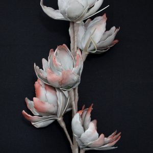 28.5" H CORAL AND GREY BLOOM