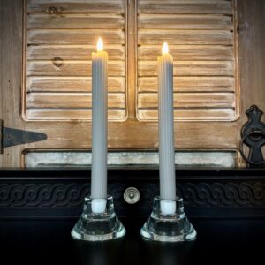 RADIANCE S/2 FLUTED WAX TAPERS, GREY, 1.0"x10"