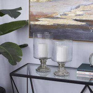 S/2 GLASS HURRICANES 10"H, 12"H