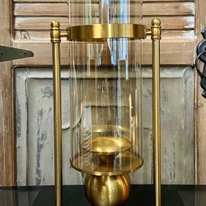 CANDLE HOLDER BLK/GLD  10"W, 17"H