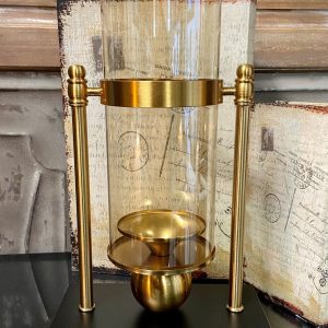 CANDLE HOLDER BLK/GLD  8"W, 13"H
