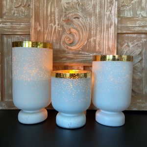 GLASS CANDLE HOLDERS S/3 12", 10", 8" H