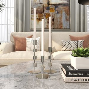 S/3 SILVER BENSON CANDLESTICKS 5", 7", 9"H