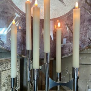 MODERN METALLIC TAPER HOLDER - CHROME, 20.5" L, 8 H"