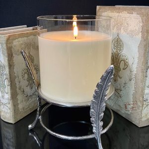 7"x7"x7" AVIARY SILVER FINISH METAL CANDLE HOLDER