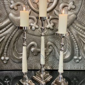S/3 FRANCESCA CANDLESTICKS W/ MARBLE FINISH